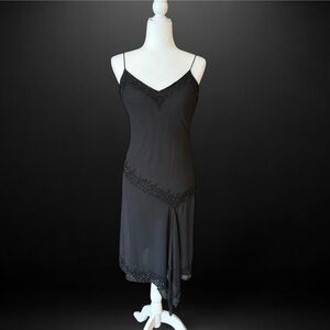 Dressbarn Black Beaded Slip Dress